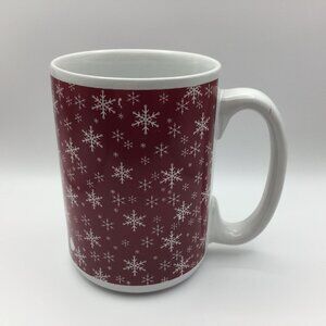 16oz Red White Snowflake Stoneware Mug Christmas Holiday Coffee Chocolate Cider